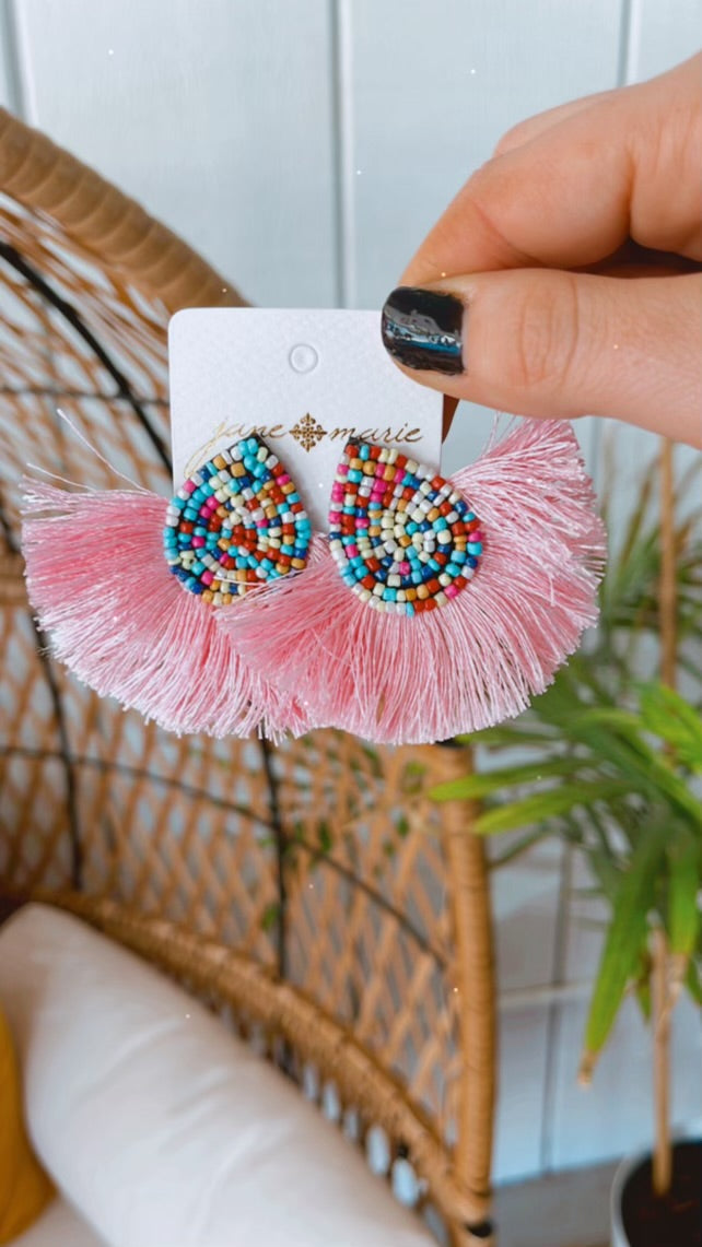 Pink Tassel Earrings
