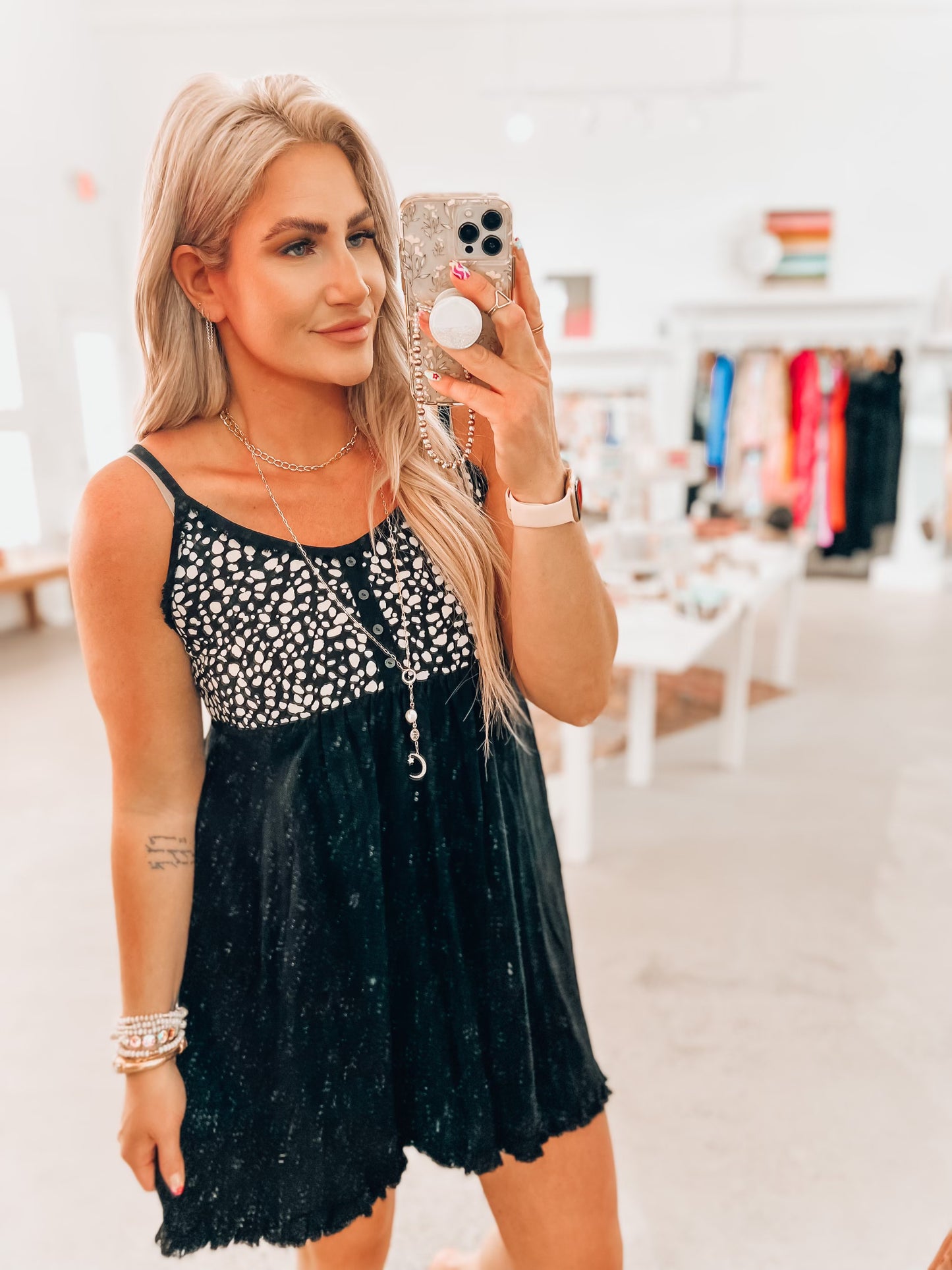 Sydney Button Dress- Black