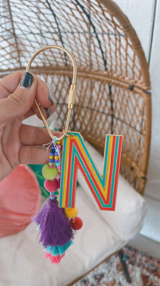 Initial & Pom Key Chains