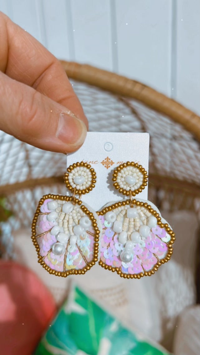 Beaded Shell Earrings
