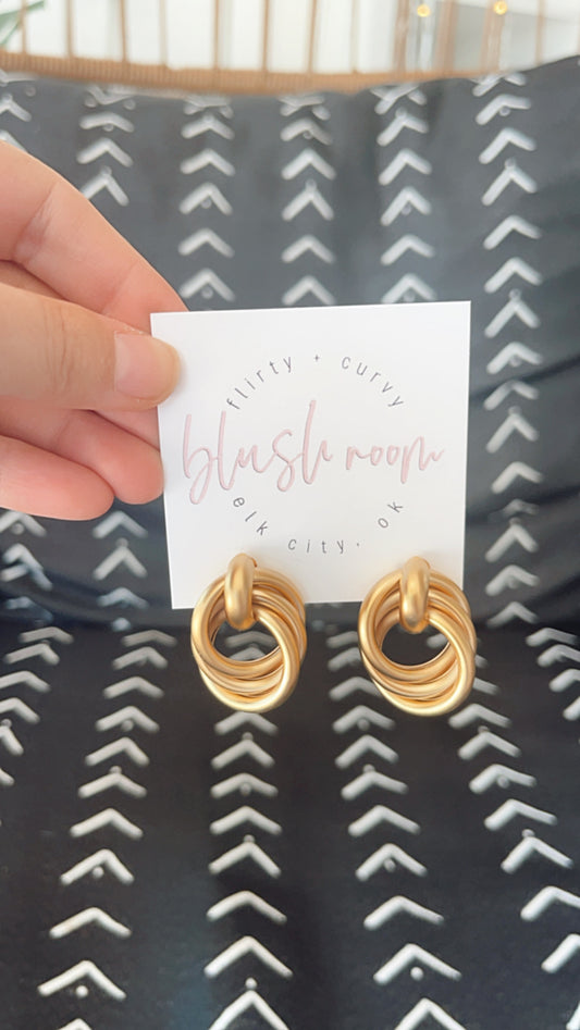Gold Tri Hoop Studs