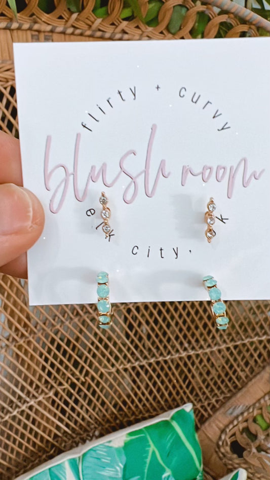 Mint Hoop Earring Set