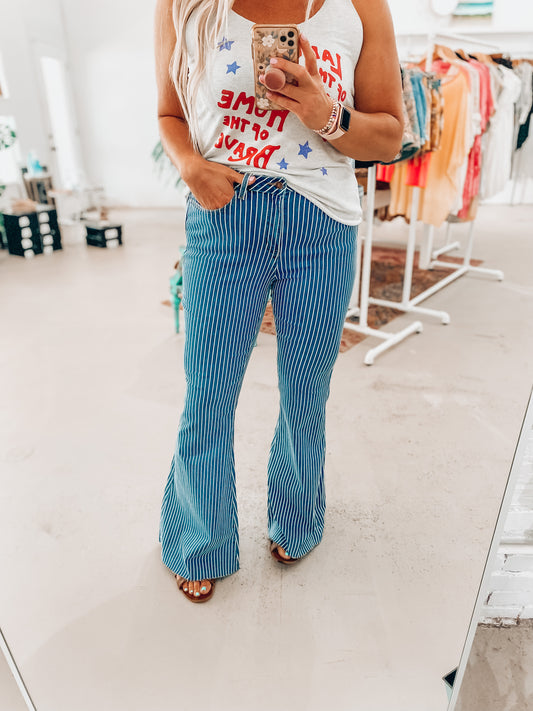 Pin Stripe Judy Blue Flares