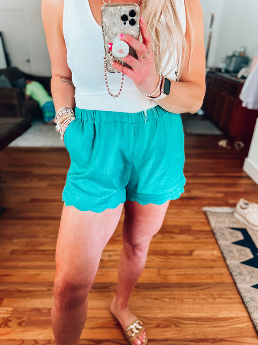 Greta Linen Shorts- Jade