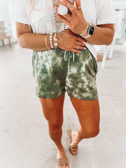 Risa Olive Tie Dye Shorts