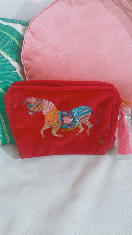 Zebra Carnival Velvet Wash Bag