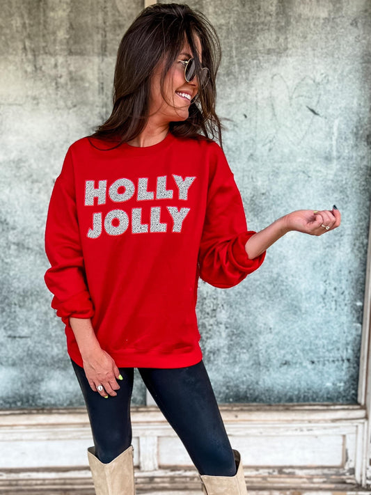Holly Jolly Spotted Crew Pullover