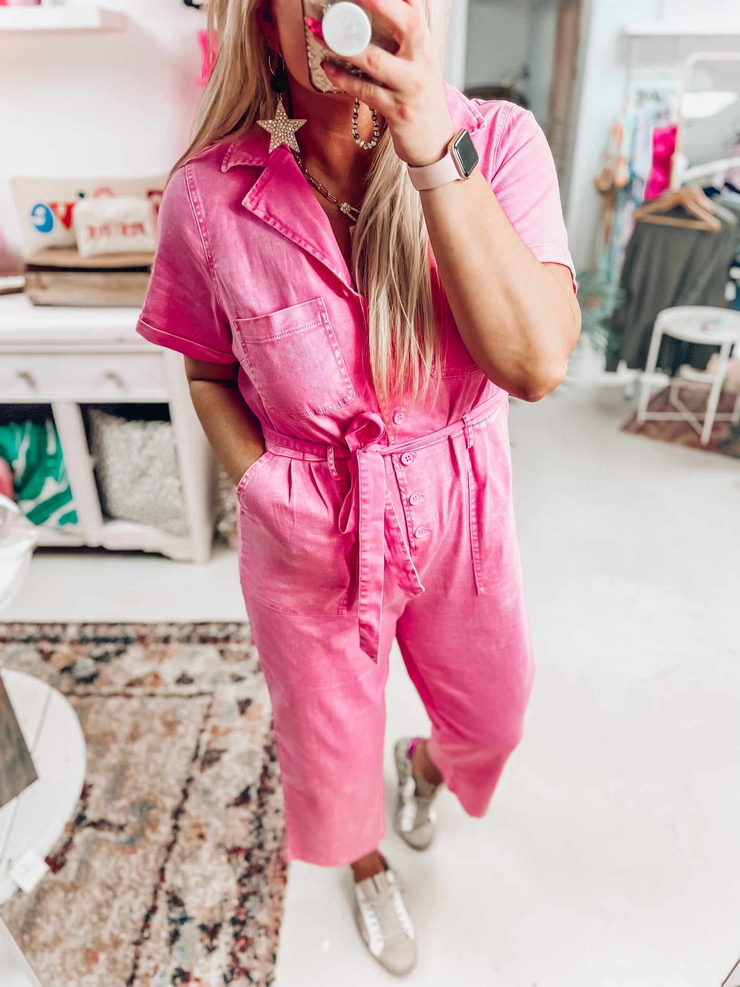 Sandi Pink Utility Jumpsuit