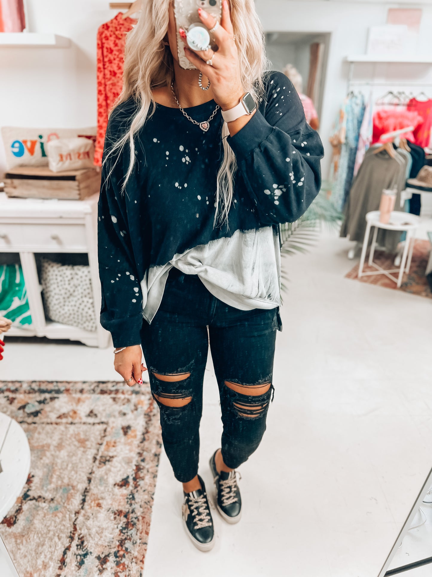 Black Splatter Pullover