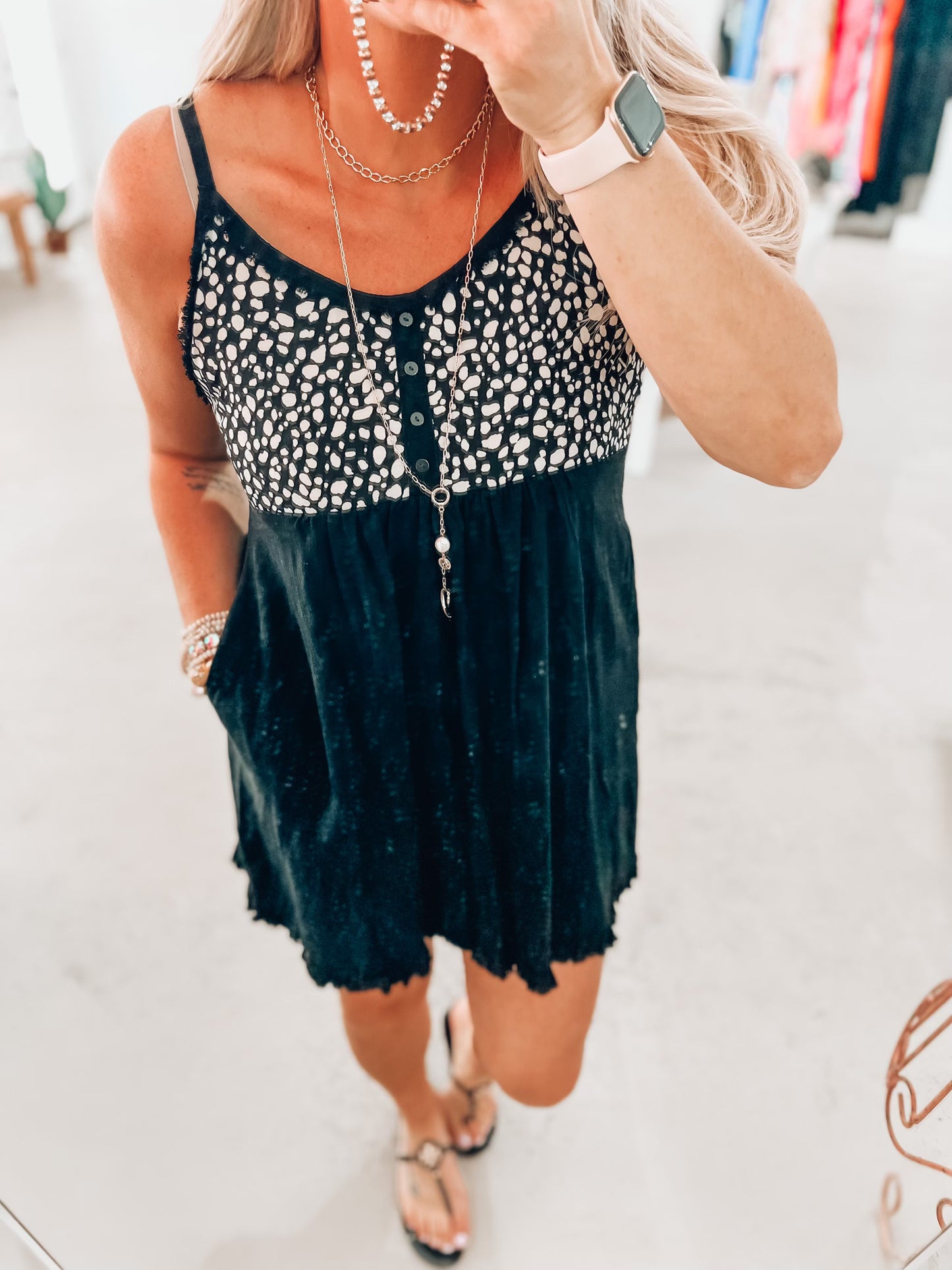 Sydney Button Dress- Black