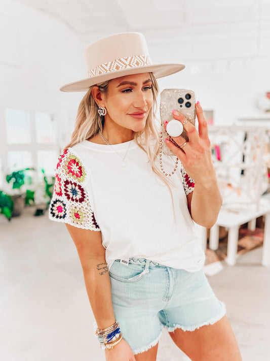 Kelli Crochet Sleeve Top