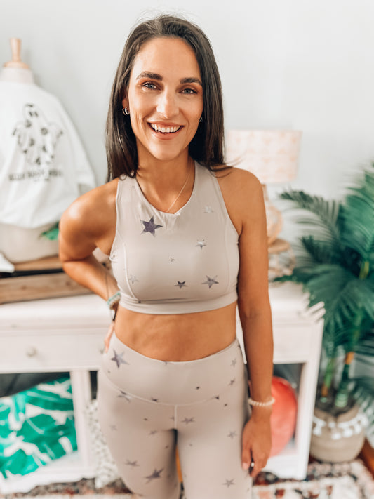 Marbled Stars Cross Back Sports Bra