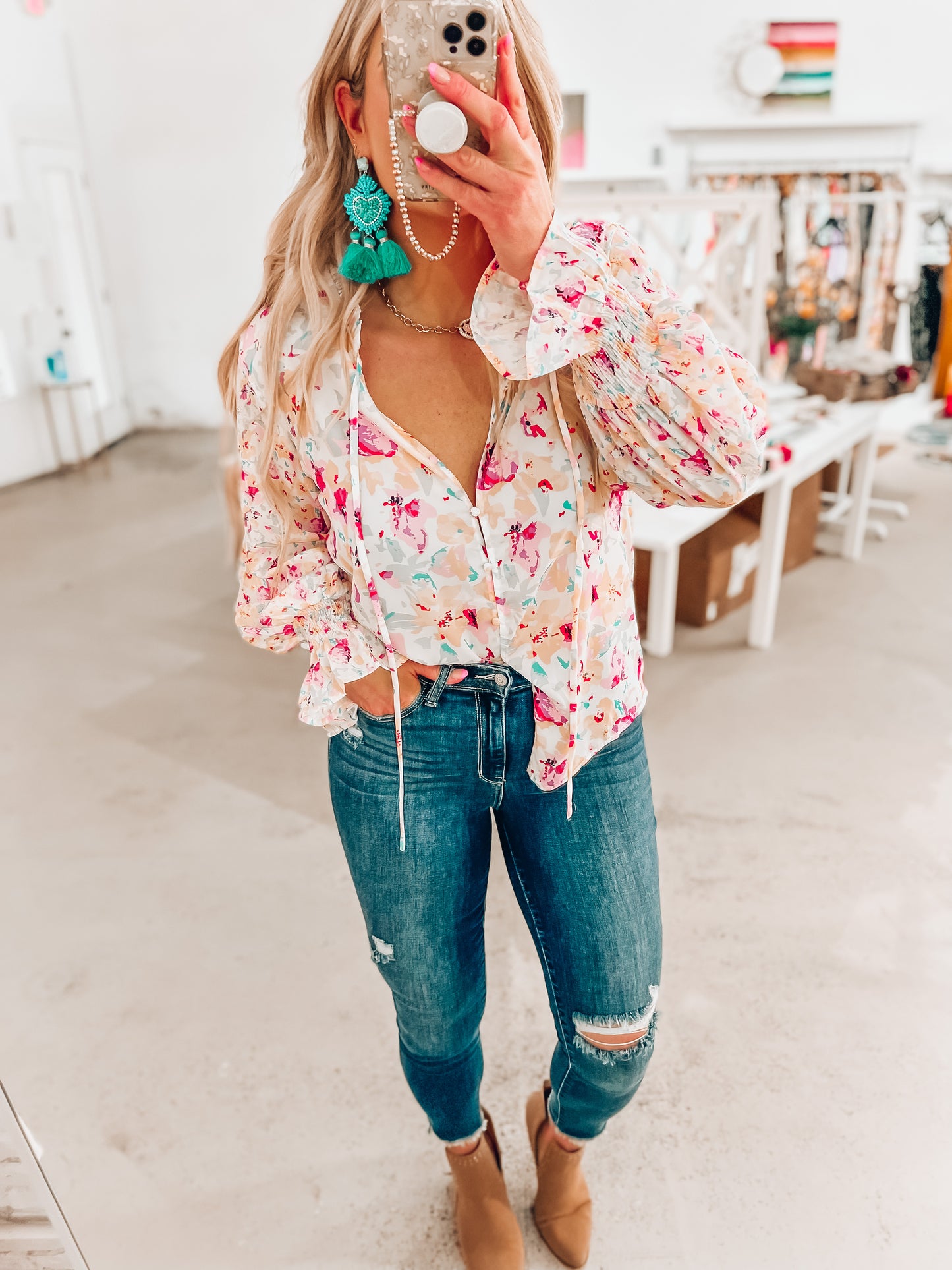 Riley Floral Smocked Blouse