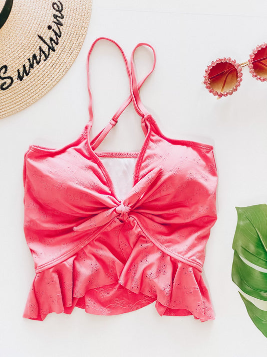 Pink Beach Bum Eyelet Top