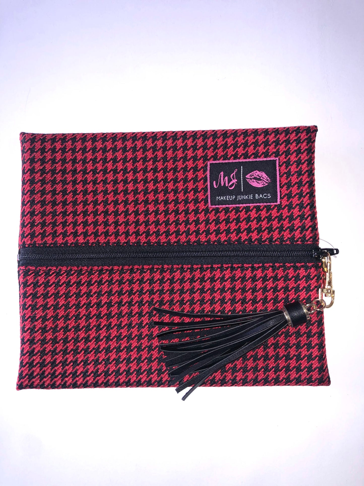 Makeup Junkie Small- Red Houndstooth