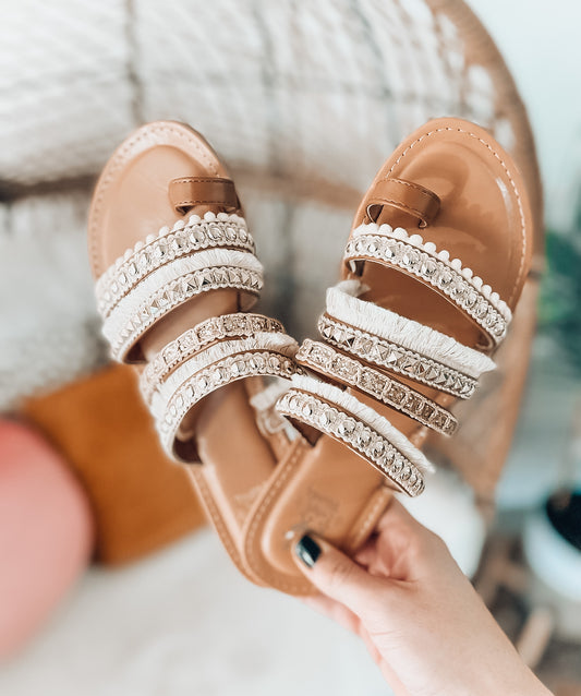 Boho Camel Sandals- Champagne