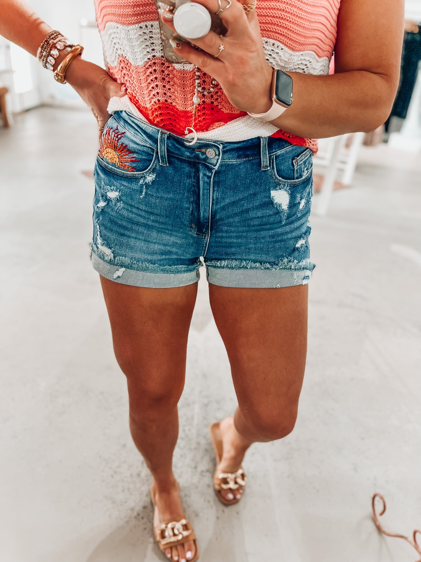 Judy Blue Embroidered Shorts
