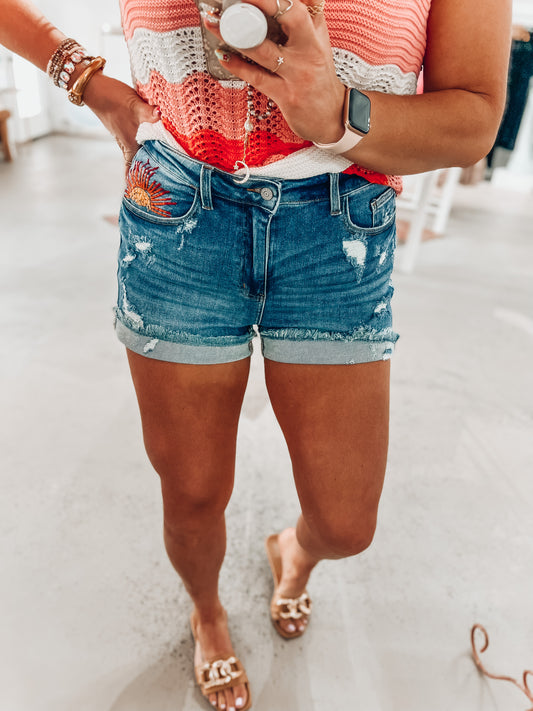 Judy Blue Embroidered Shorts