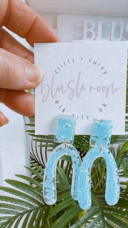 Baby Blue Horseshoe Earrings