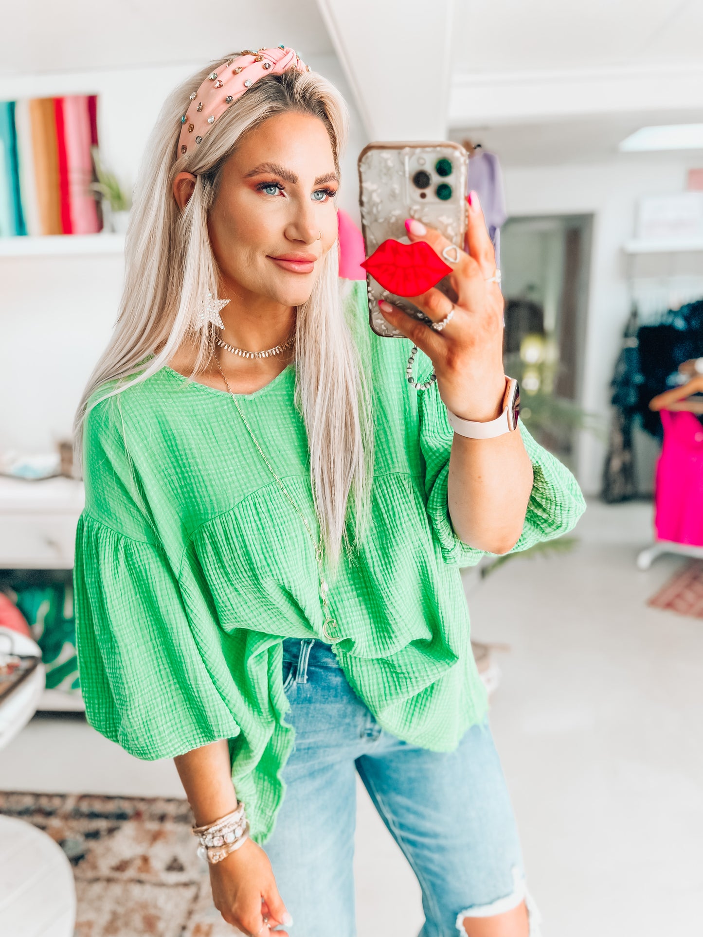Green Apple Babydoll Top