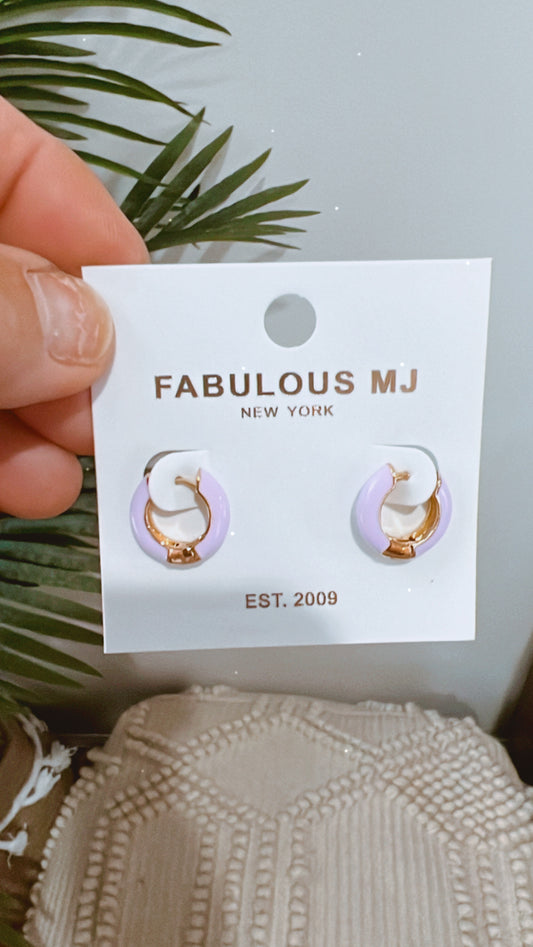 Lavender Huggie Hoops