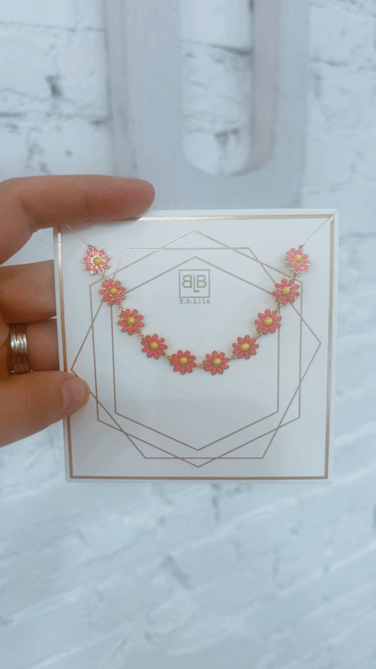 Miss Daisy Necklace- Pink