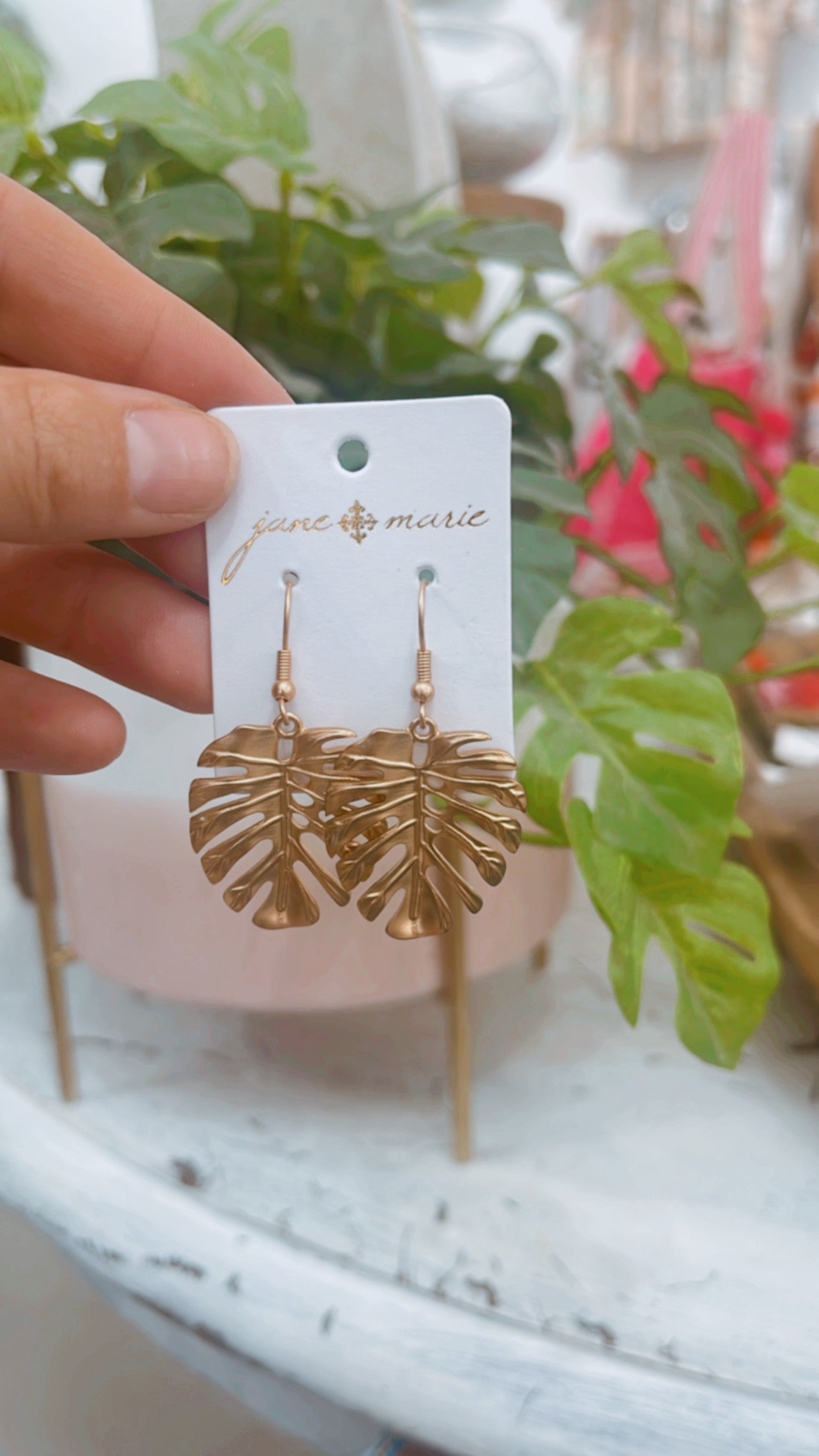 Gold Palm Leaf Earrings