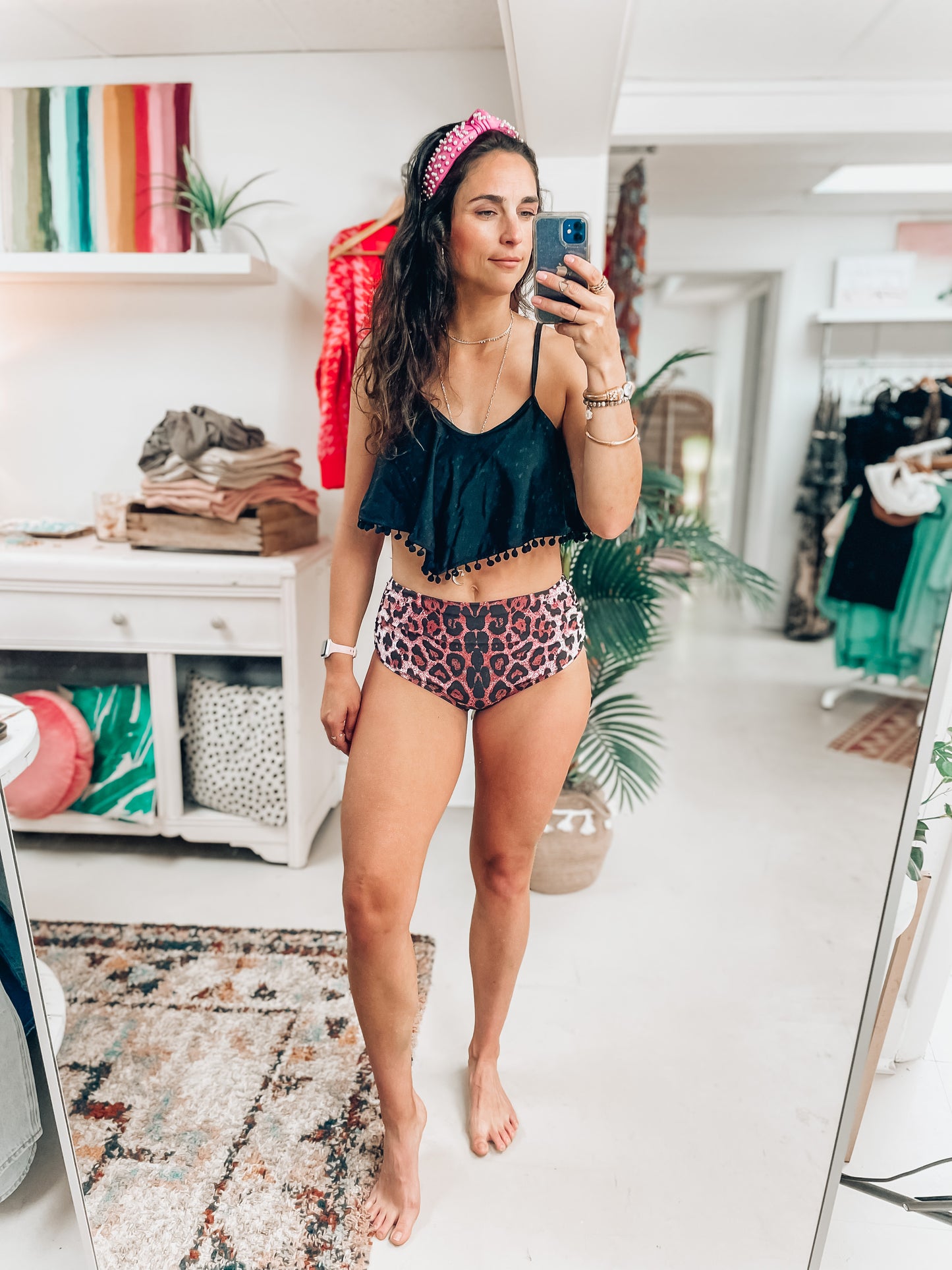 Black/Leo Pom Swim Set