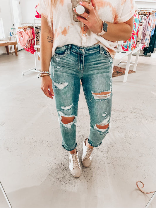 Boyfriend Distressed Judy Blue Jeans
