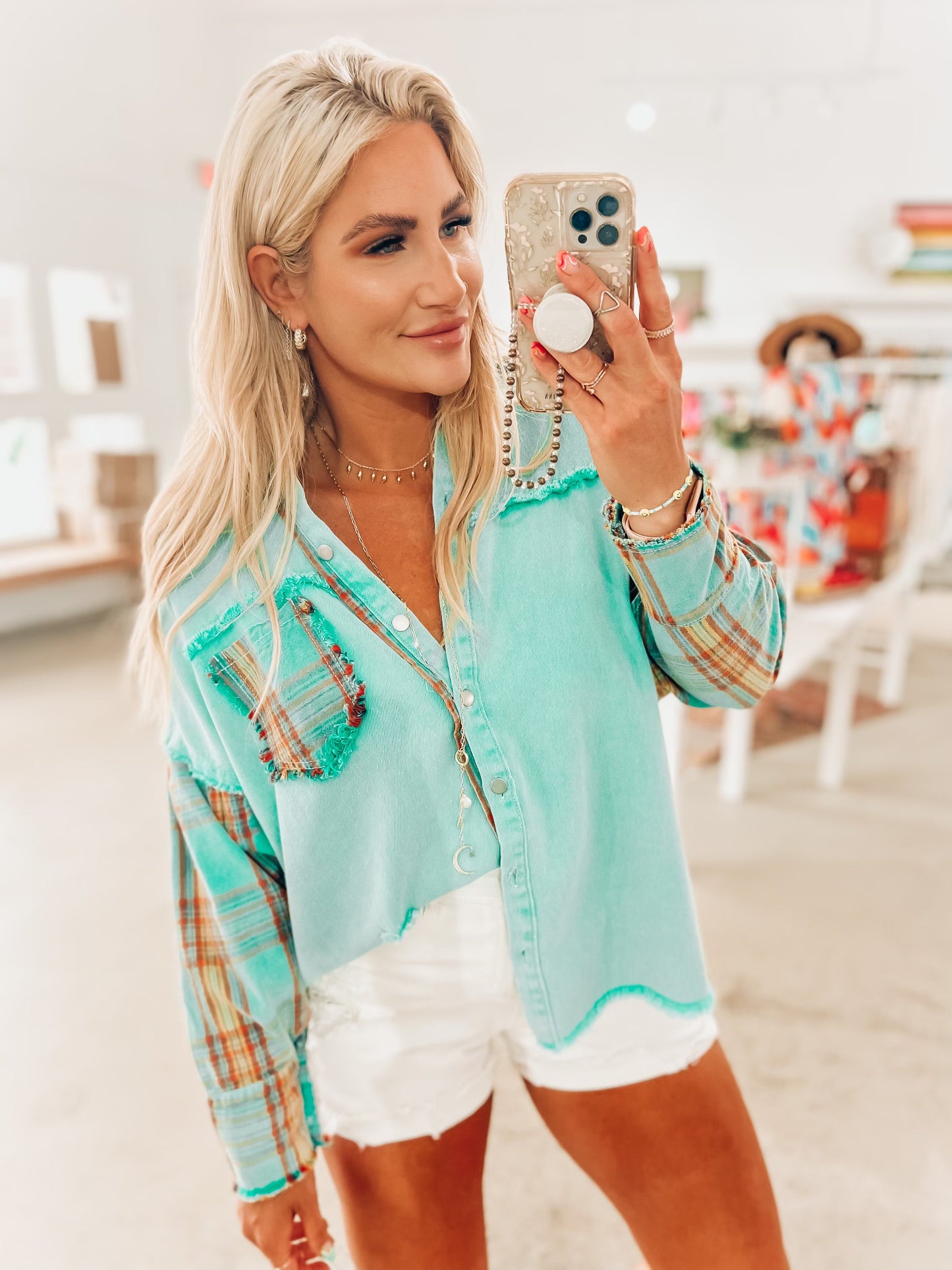 Tropic Like It's Hot Button Top