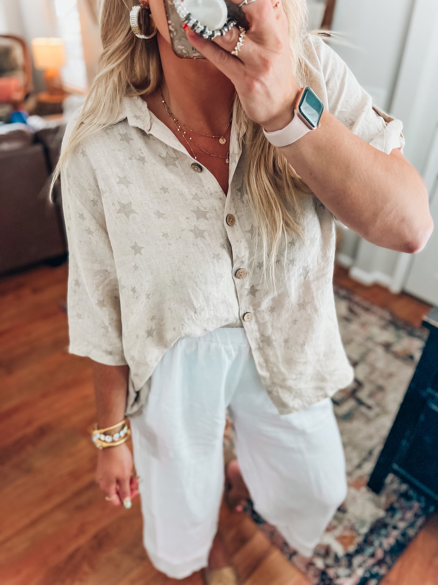 Cruz Star Linen Top