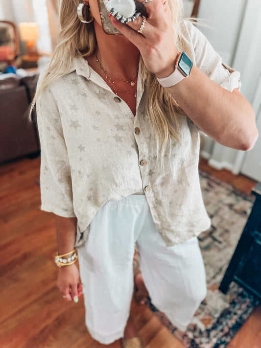 Cruz Star Linen Top