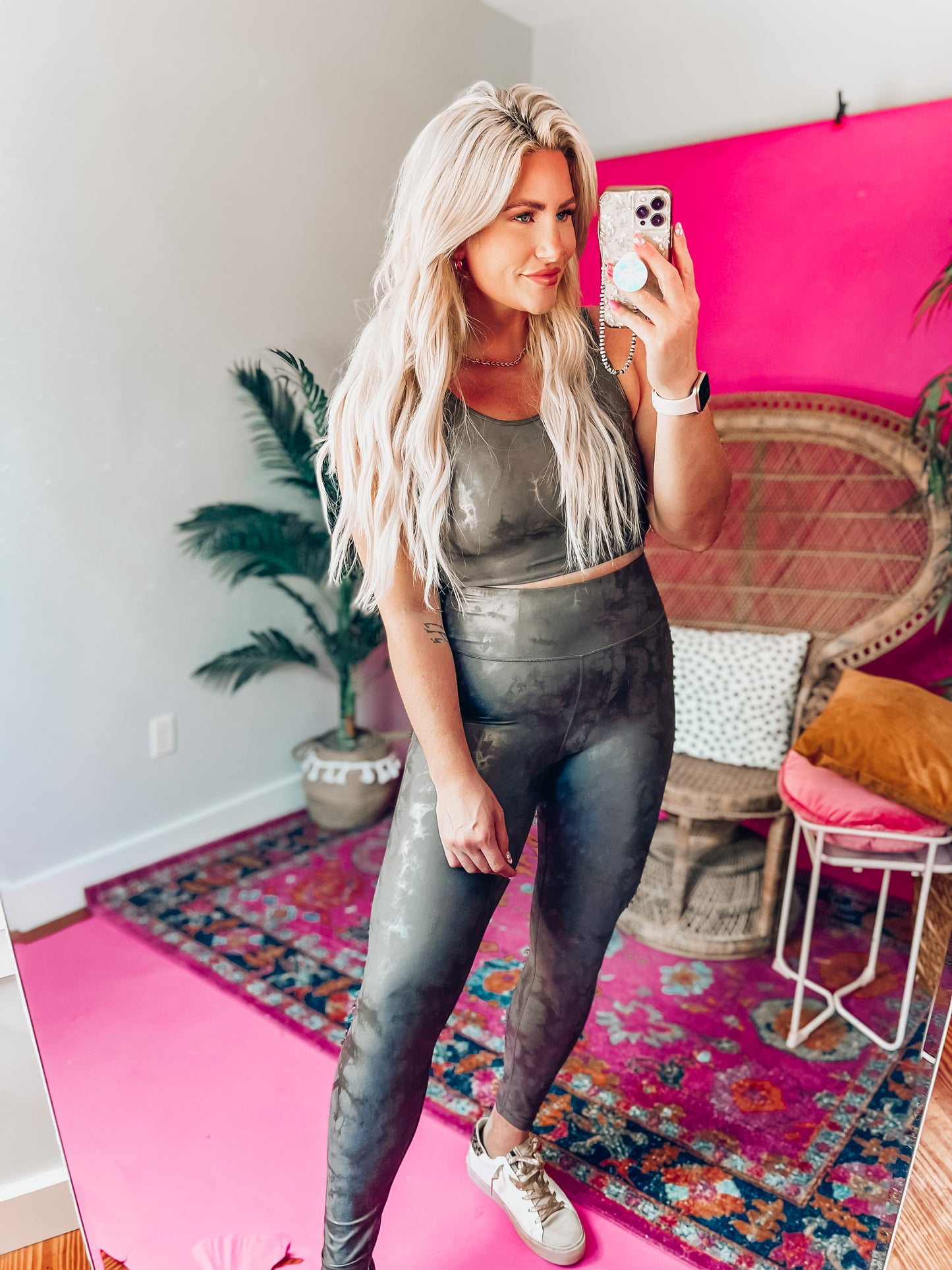 Annie Metallic Foil High Waisted Leggings