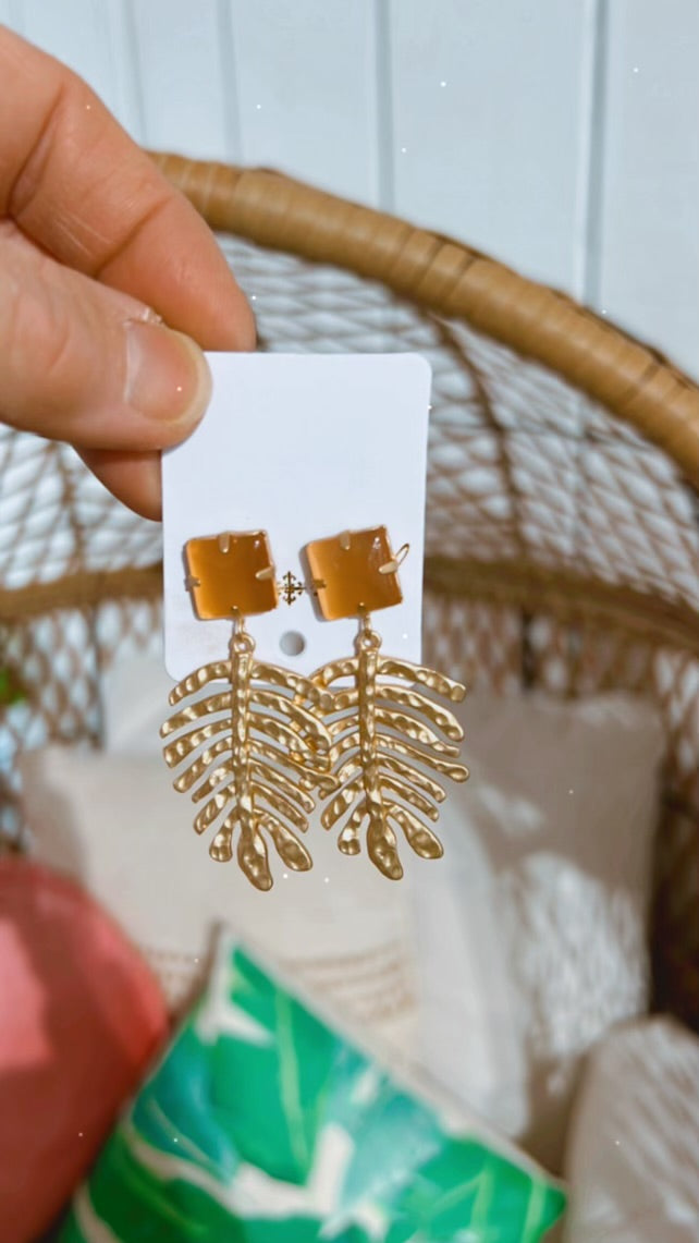 Gold Palm Earrings