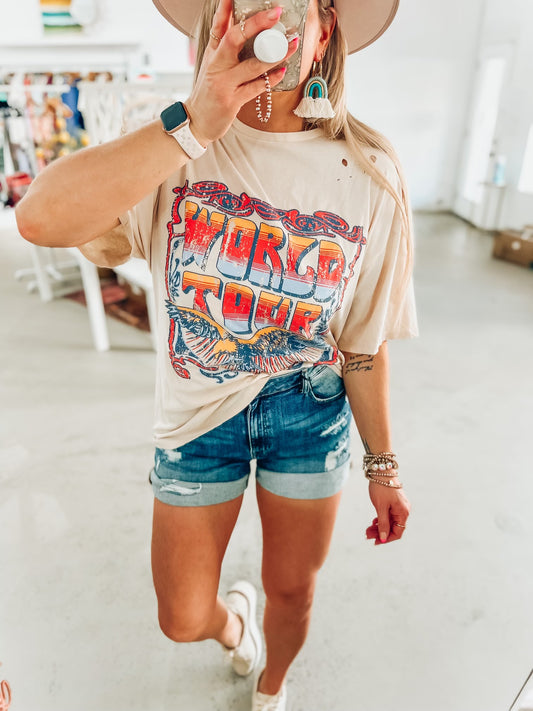 World Tour Distressed Tee
