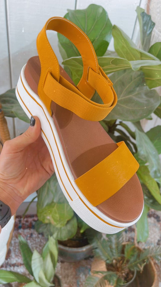 Odelia Platform Sandals- Mustard