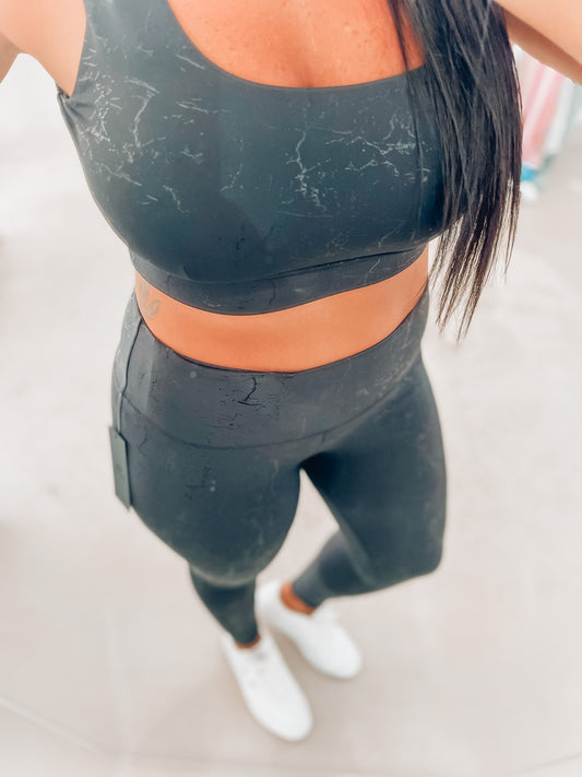 Marble Foiled Sports Bra