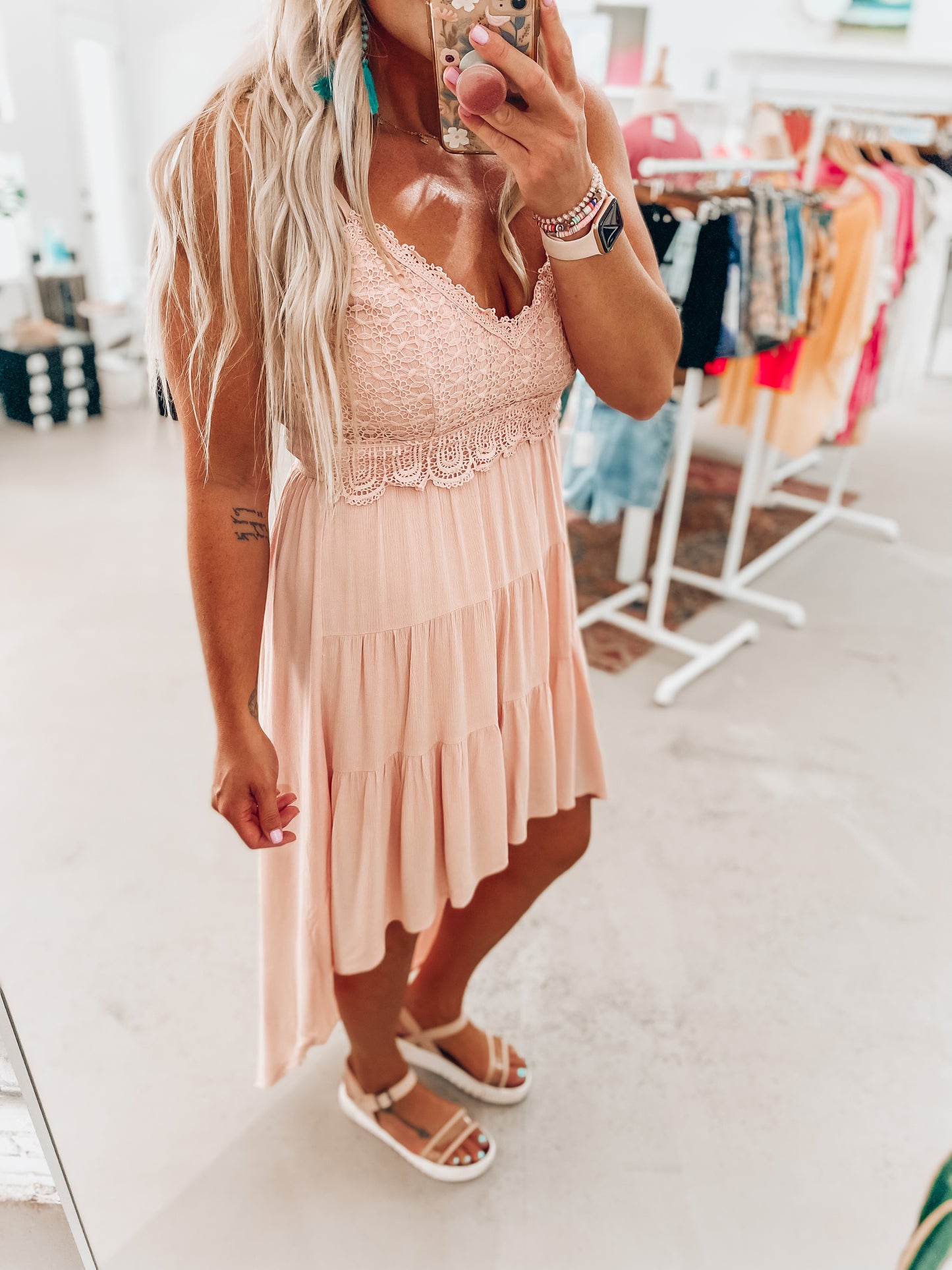 Lucy Blush Lace Dress