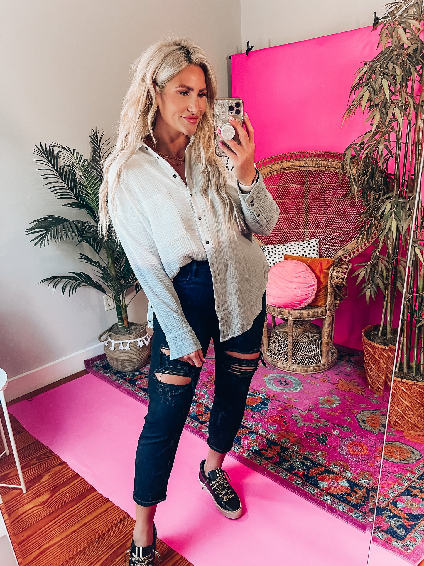 Open Heart Button Up
