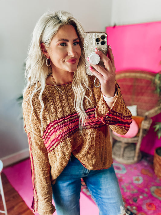 Coffee Date Striped Sweater