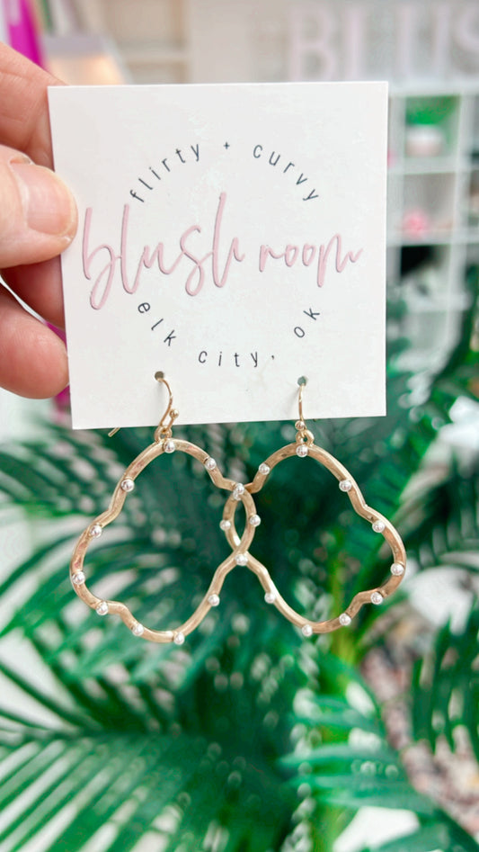 Gold Geo Pearl Earrings
