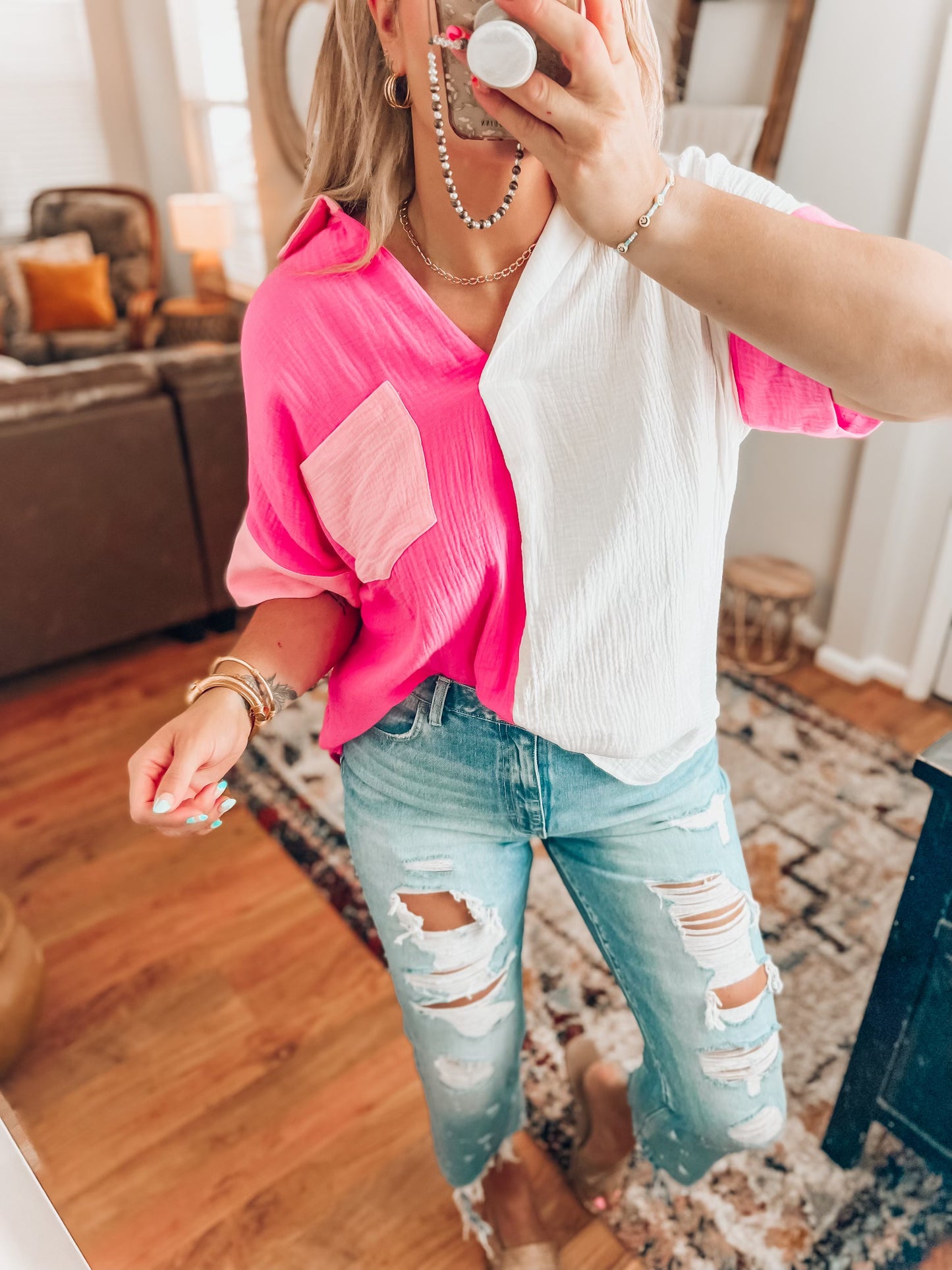 Taelynn Color Block Top