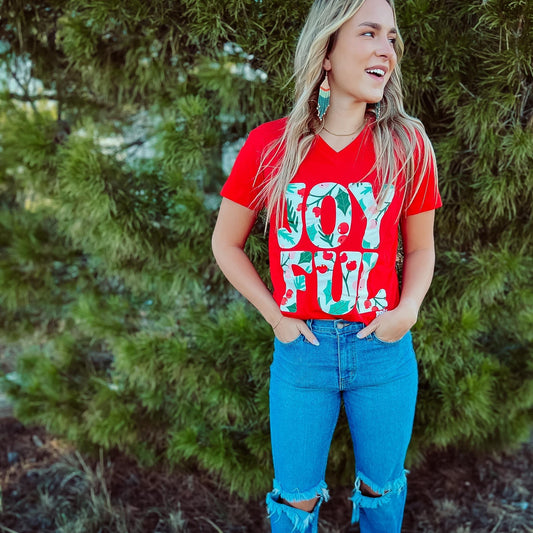 Joyful V-Neck Tee