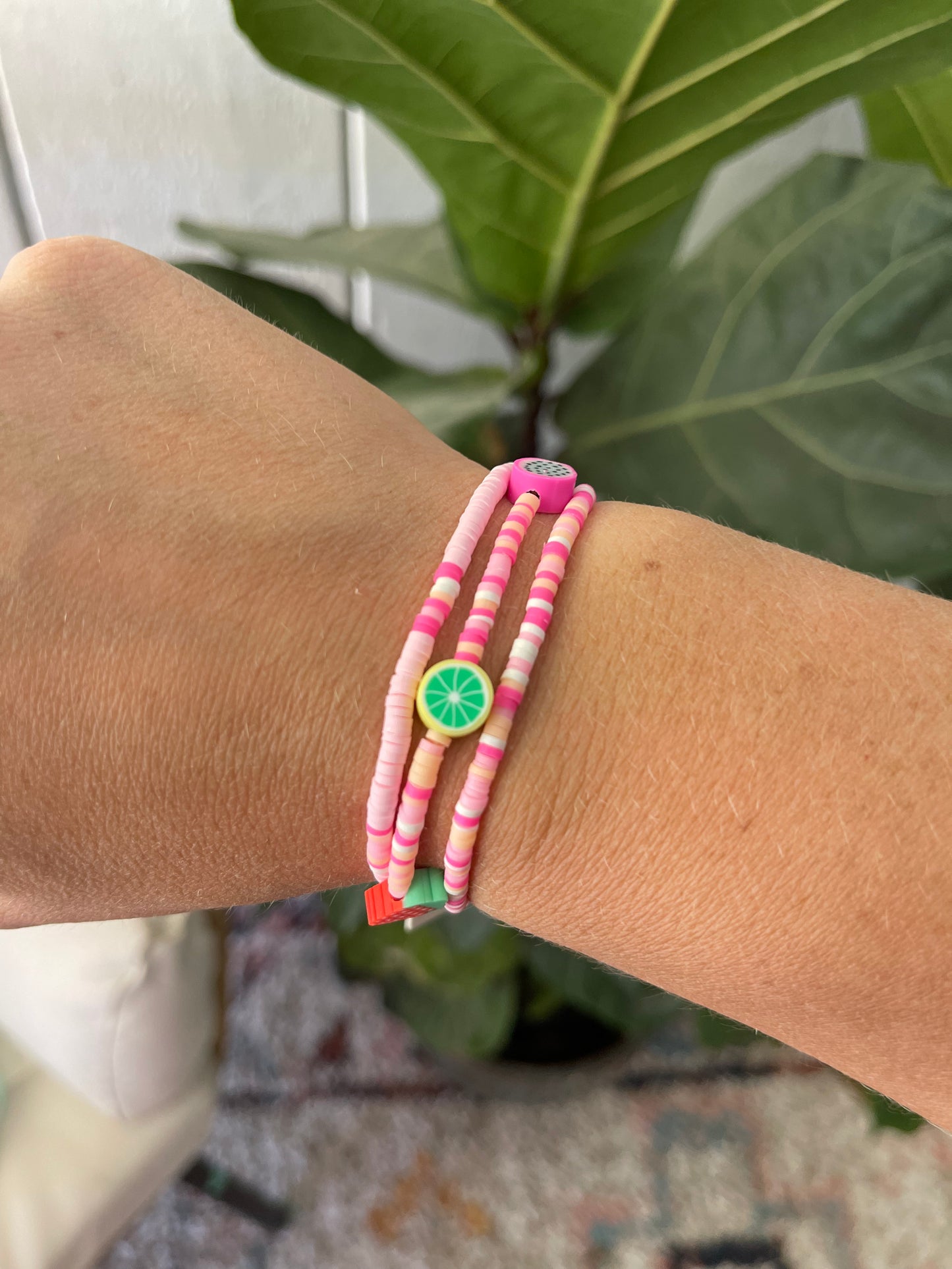 Pink Fruit Bracelet Set
