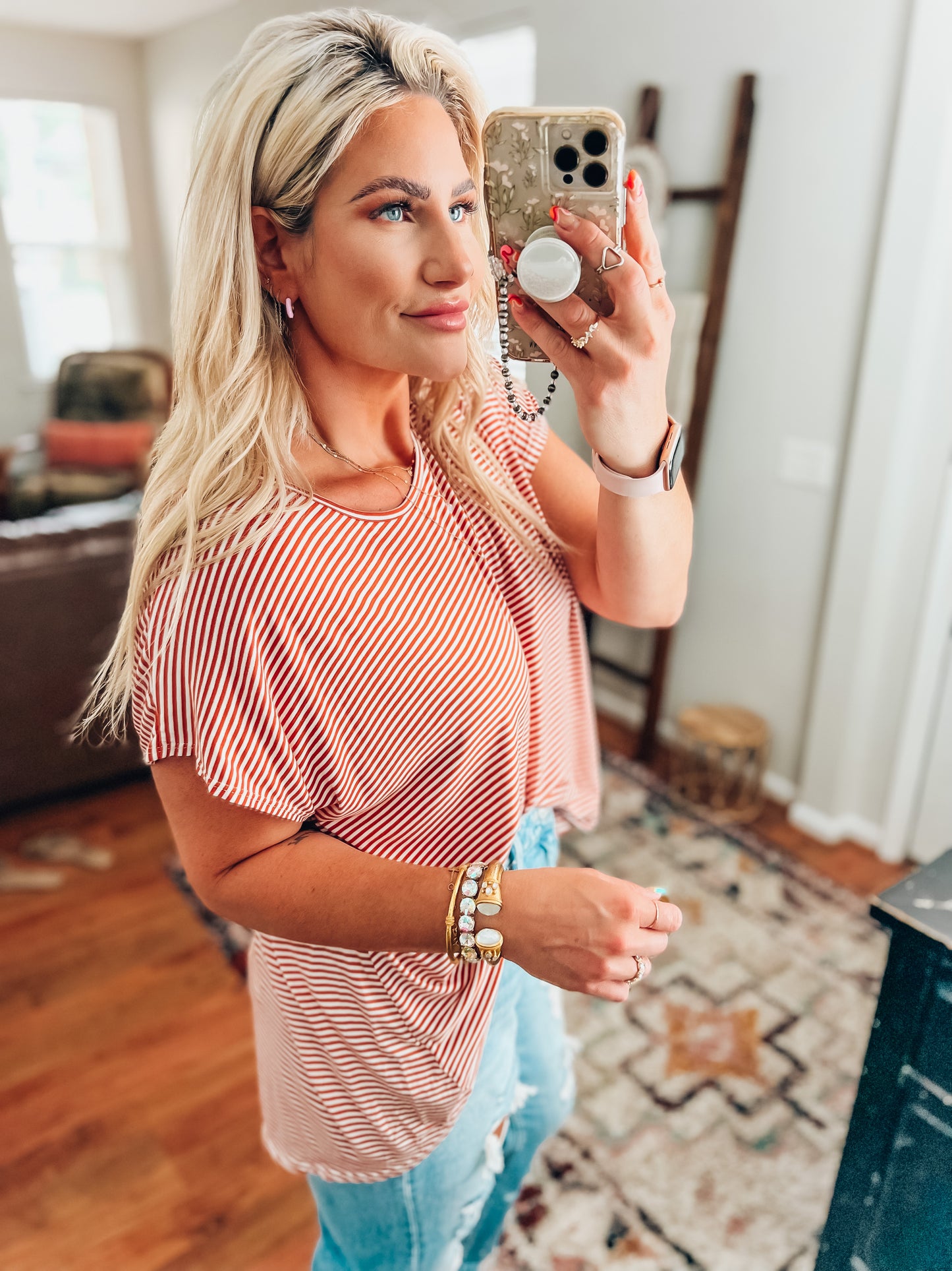 Jen Striped Criss Cross Top