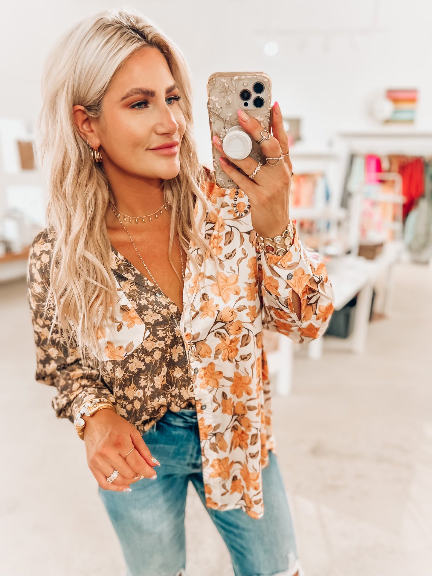 Honey Button Up Top