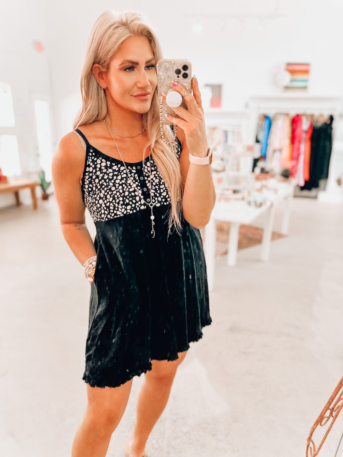 Sydney Button Dress- Black