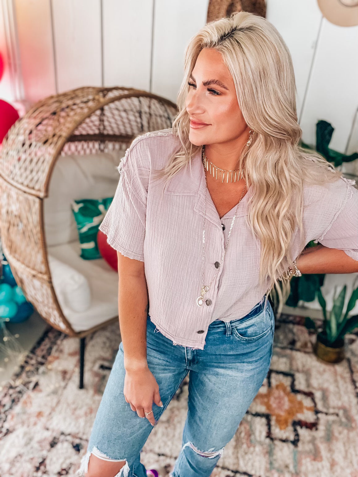 Lillian Button Top
