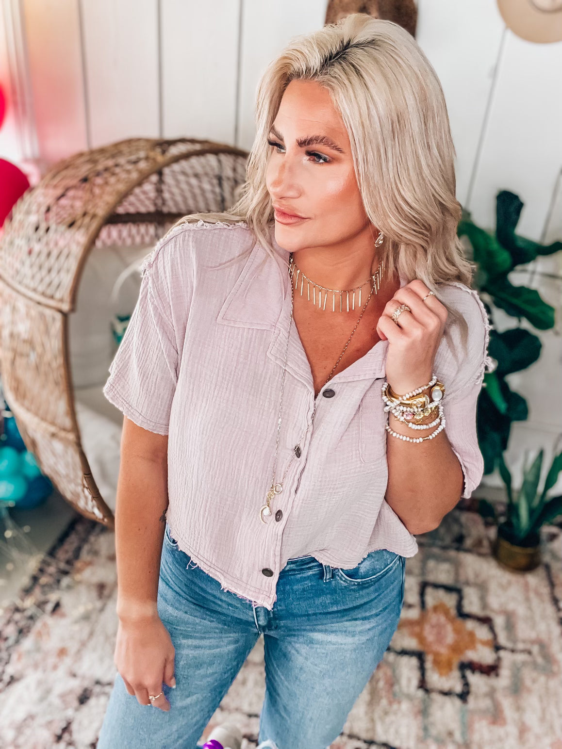 Lillian Button Top