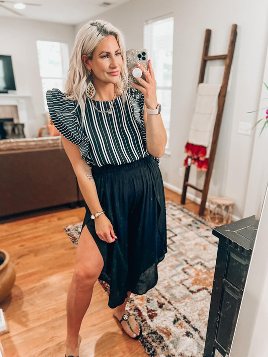 Luna Wide Leg Pants- Black